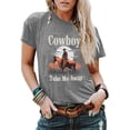 thumbnail image 3 of Hauts d'Été pour Femmes Chemise de Pyjama Blouse Cowboy Take Me Chemise pour Femmes Western Cowboy Vintage T-Shirts Graphiques Hauts Cheval pour Femmes, 3 of 4
