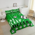 thumbnail image 4 of Soccer Comforter Set Full Sports Bedding Sets for Boys Girls Football Down Comforter Soccer Ball Games Bed Set Football Room Decor for Boys Teen Quilt Set 3 Pcs Green, 4 of 7