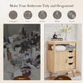 thumbnail image 2 of Grepatio Bathroom Floor Cabinet, Fluted Storage Cabinet with Sliding Door & 3 Drawers, Freestanding Cabinets Organizer Storage w/Adjustable Shelf, Faux Marble Top for Bathroom, Kitchen (Natural), 2 of 7