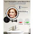 thumbnail image 2 of UTAH-Rechargeable Wall Mounted Lighted Makeup Mirror 8 Inch Bathroom Mirror Double-Sided 1X/5X Magnification 3 Color Lights Dimmable LED Vanity Mirror Touch Screen 360° Swivel 13 Inch Extendable, 2 of 4