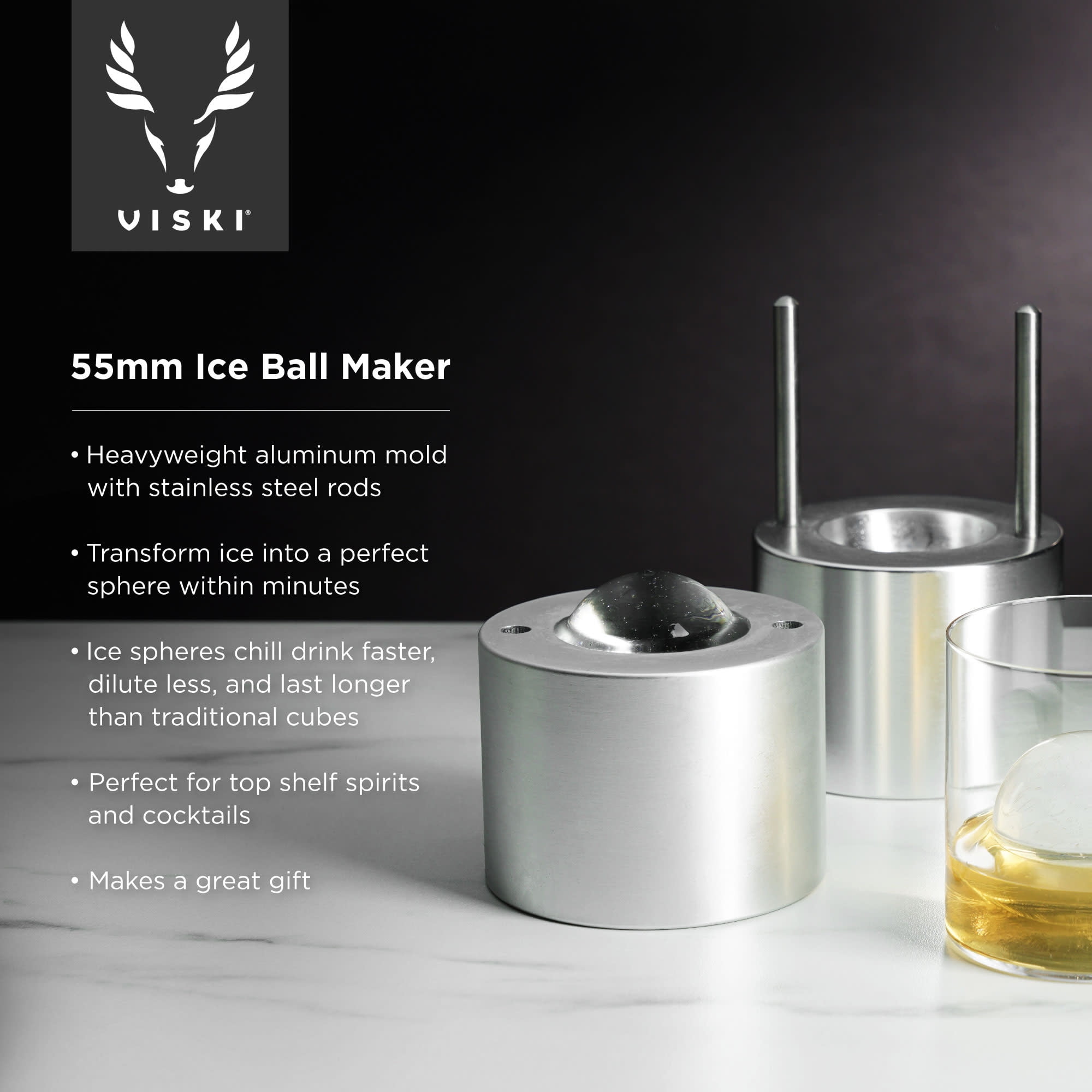Viski Professional Ice Ball Maker Bar Tool Set