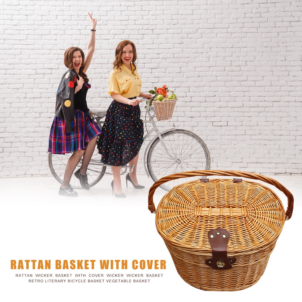 Cargo Storage Vegetable Container Bike Bag Bicycle Basket Wicker Outdoor Sports