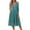 A003-Cyan, variant on SAATLERI Midi Dresses for Women 3/4 Sleeve V Neck Boho Floral Print Sundresses for Women Lightweight A-Line Cocktail Loose Casual Midi Dress with Pocket