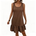 thumbnail image 2 of PNTUTB Sleeveless Dress for Women Solid-Color Ruffle-Panel Dress Casual Round-Neck Loose Comfortable Skirts Summer Fashion Versatile Work Dresses, 2 of 6