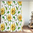 thumbnail image 3 of Sunflower Rustic Farmhouse Shower Curtain for Bathroom Spring Natural Floral Plant Green Leaves Honeybee White Yellow Golden Polyester Waterproof Fabric Decoration with 12 Hooks 72x84 inch, 3 of 6