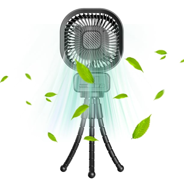 Ventilador para cochecito con clip de trípode flexible para pantalla LED de bebé Mini ventilador de clip con batería de 5000 mAh con luz nocturna Ventilador de escritorio de mano recargable de 3 veloc