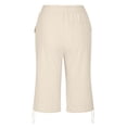 thumbnail image 5 of Weikingp Womens Shorts，Cotton Linen Shorts Workout Shorts High Waisted Shorts Women Womens Athletic Shorts Ladies Shorts Womens Cargo Shorts Long Shorts Beige L, 5 of 9