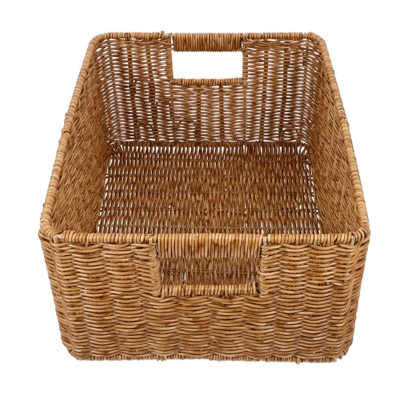FOMIYES Khaki Woven Desktop Basket for Organizing Small Items and Sundries, Decorative Storage Solution