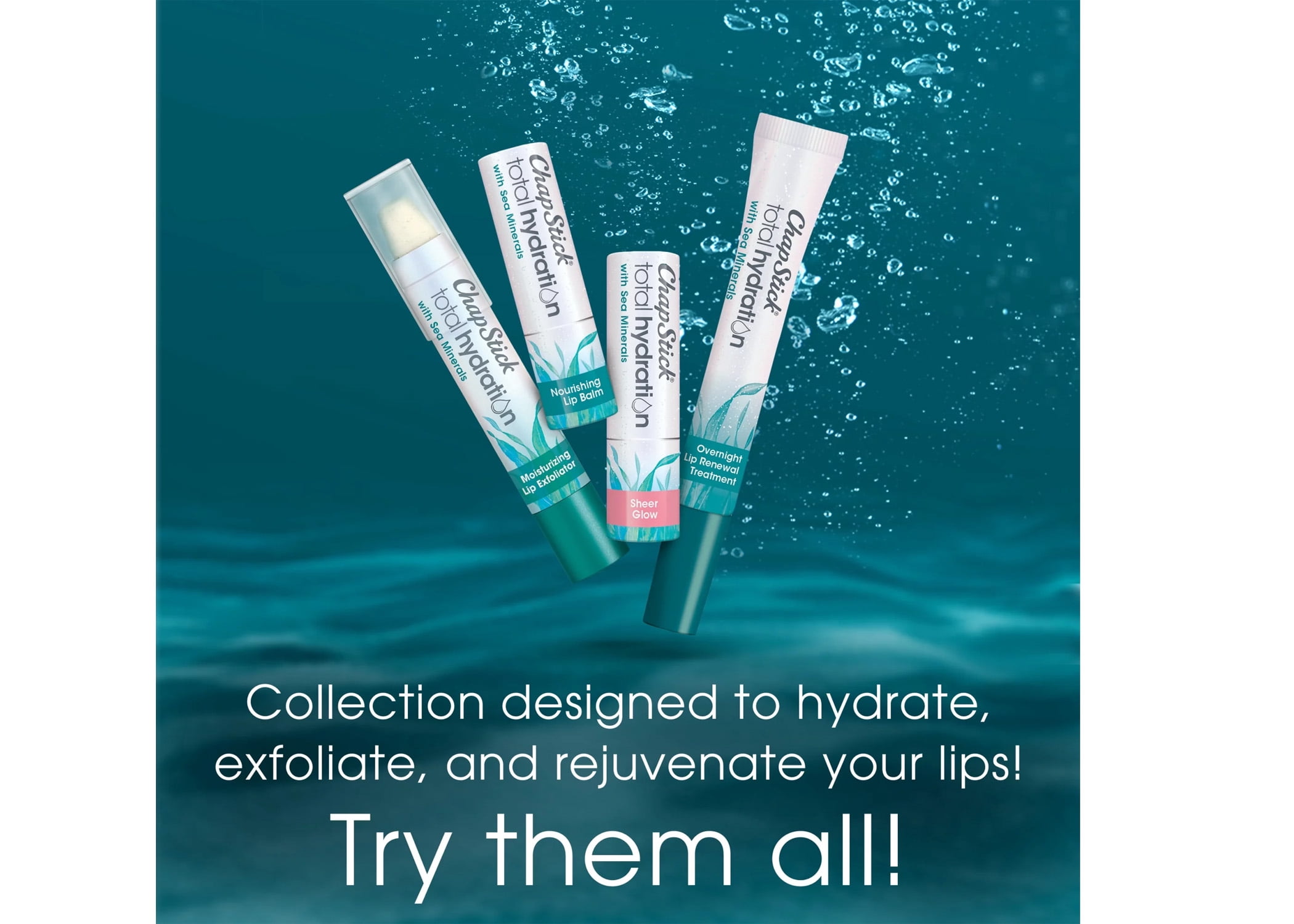 ChapStick Total Hydration With Sea Minerals Sheer Glow Tinted Lip Balm - 0.12 oz (Pack Of 3)