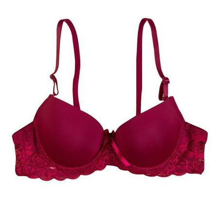 

Underwear Women Sexy Lace Bra Push Up Breast Adjustment Bra Brassiere Sexy Lace Lingerie Women Bras Underwire Underwear Burgundy 80A