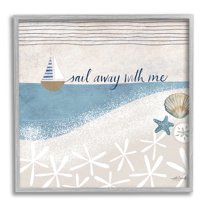 Stupell Industries Sail Away With Me Patterned Beach Graphic Art Gray Framed Art Print Wall Art, Design by Katie Doucette