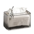 thumbnail image 1 of Dispensador de pañuelos de gran apertura con resorte de elevación automática para el baño, encimera, cuerpo de fresno, base plateada., 1 of 12