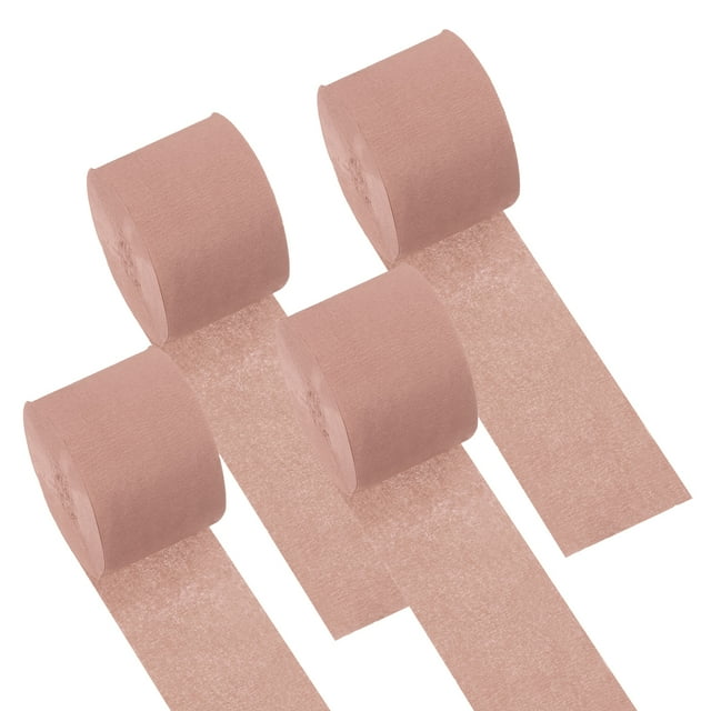 Unique Bargains 1.8 Inch Crepe Paper Streamer, 4 Roll 328ft Soft Paper Streamer Crepe Paper Sheet, Light Salmon