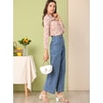thumbnail image 3 of Allegra K Blusa Manga Larga Estampado Floral Con Volantes Cuello De Corbata Para Mujer Blanco S, 3 of 6