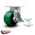 thumbnail image 2 of 6 Inch Heavy Duty Green Poly on Cast Iron Caster with Brake and Swivel Lock SCC, 2 of 2