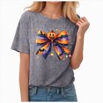 thumbnail image 4 of Towmus Halloween Shirts for Women Pumpkin Face Bow Graphic T Shirt Short Sleeve Funny Top Tees, 4 of 6