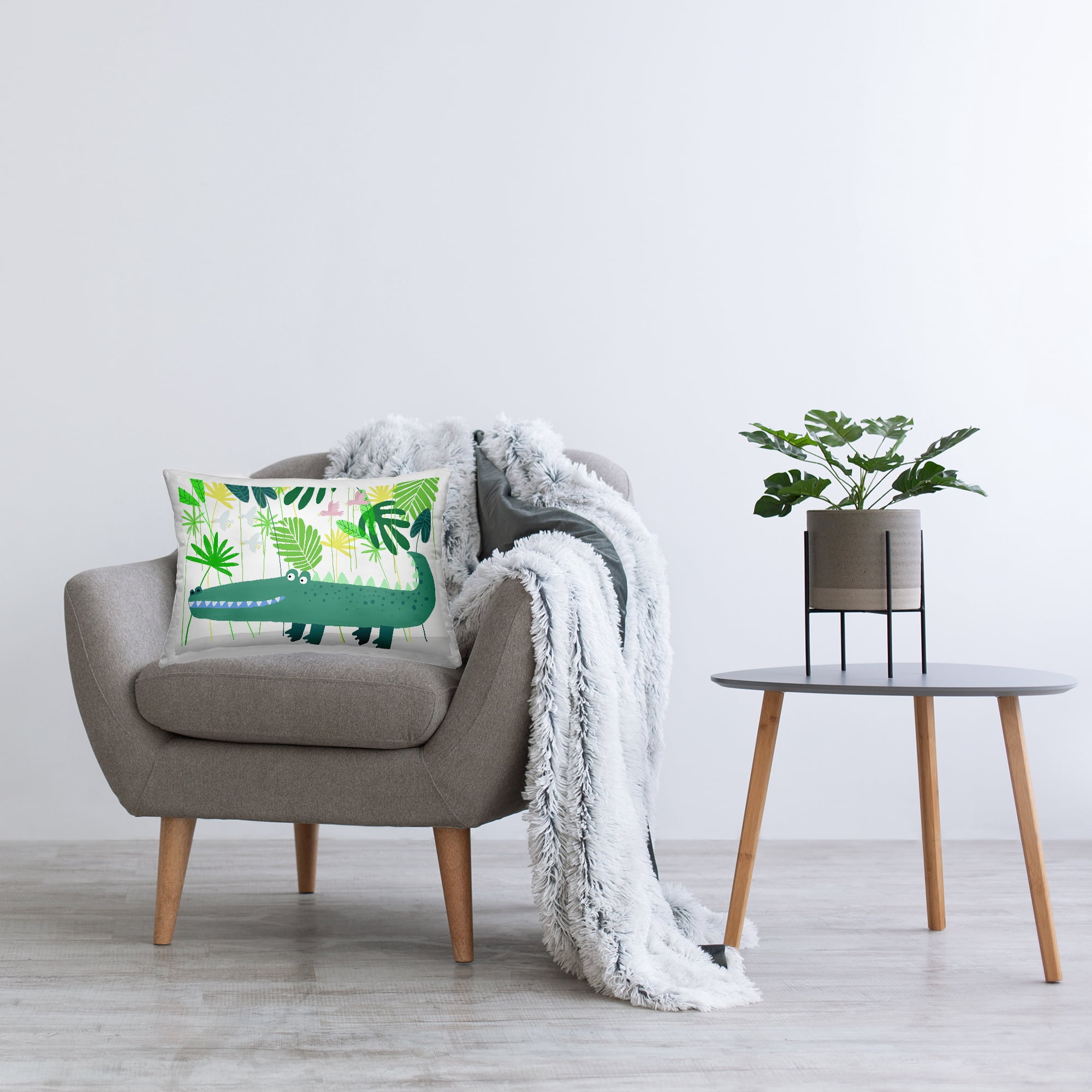 Stupell Industries Crocodile Jungle & Leaves Decorative Printed Throw Pillow, design by Carla Daly