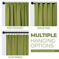 thumbnail image 3 of BNM Solid Blackout Back Tab Curtains, Set of 2, 52" x 63", Sage, 3 of 11