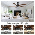 thumbnail image 5 of 54 in. Black and Light Wulnut DC Indoor Ceiling Fan with Light Kit, 5 Reversible Blades Carved Wood Blades, 5 of 8