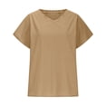 thumbnail image 3 of Blusas de Manga Corta para Mujeres, Moda Verano Cuello V Ocio Tres Cuartos de Manga Sólida para Toda la Temporada, 3 of 6