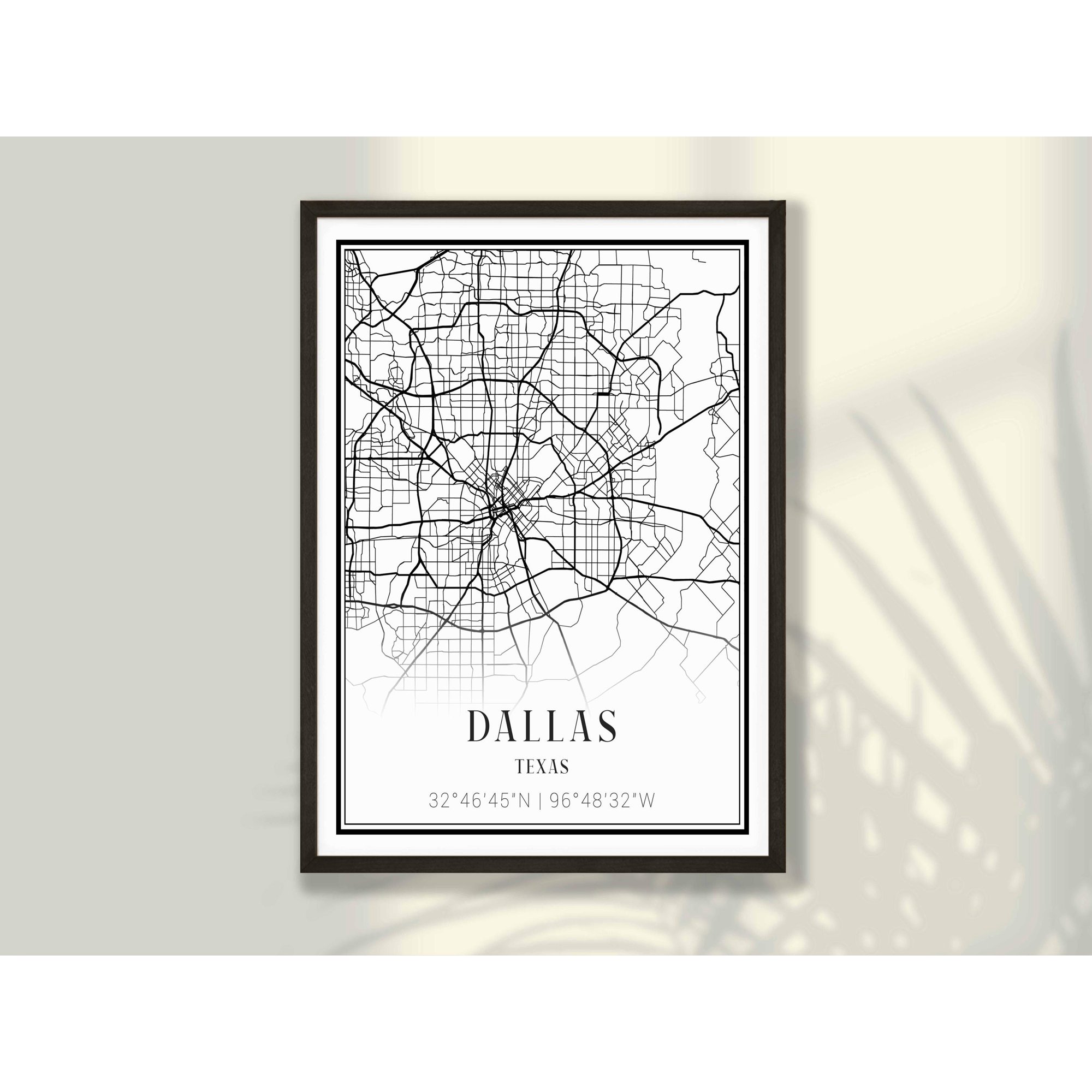 Dallas City Map Poster - Minimalist Texas Wall Art & Art Options Home Decor Office Wall Art