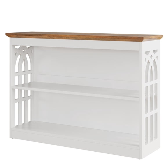 Spaco 41.34" Modern Console Table, 3-Tier Storage Shelves, White Sofa Table for Behind Couch, Narrow Hallway Furniture, for Living Room, White