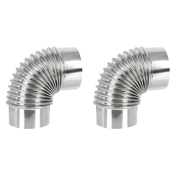 Youliang 2pcs Wood Stove Pipe Flue Stainless Steel Chimney Exhaust Pipe Rustproof Elbow Exhaust Pipe