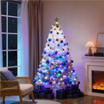 thumbnail image 3 of Alden Design 6Ft Pre-lit Flocked Artificial Christmas Tree with 250 Multicolored LED Lights, Lake Blue Gradient, 3 of 10