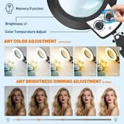 KIRKAS Magnifying Glass with Light and Clamp, Extra-Long Arm Magnifying Lamp Overhead Knob for Workbench Craft Repair Sewing, LED Lighted Magnifier Real Glass Lens Stepless Dimming and Color