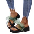 thumbnail image 3 of Sandalias Mujer Tacón inclinado Punta abierta Zapatillas con nudo de lazo Cómodos zapatos de playa Chanclas Wmkox8yii hj789, 3 of 9