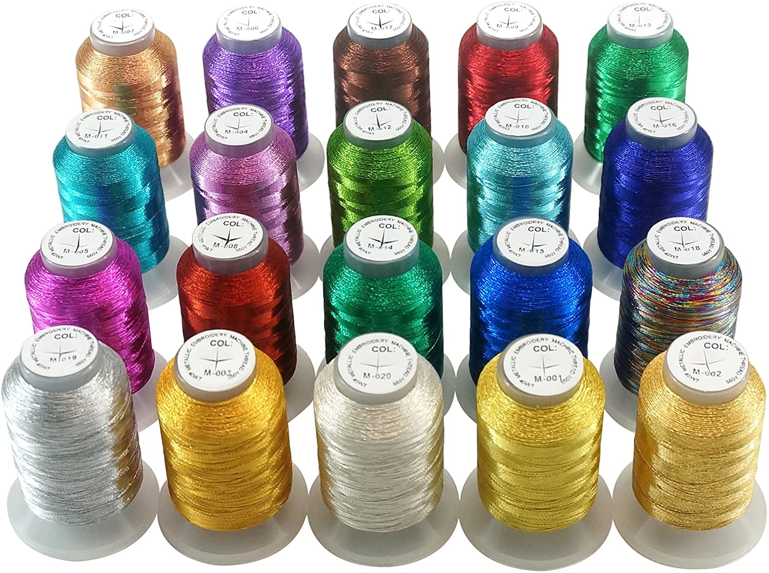 15 Metallic Thread Spools,15 different Colour 350 YARDS EACH 