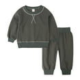thumbnail image 2 of Toddler 2 Piece Outfit Sets Baby Girls' Fleece Sweatshirt and Jogger Set Kids Casual Winter Solid Long Sleeve Crew Neck Pullover Tops Joggers Sweatpants Matching Outfits, 2 of 4