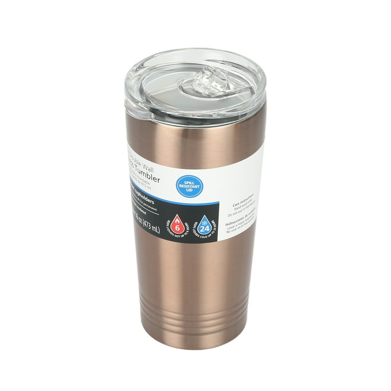 Mainstays 16 Oz. Double Wall Rose Gold Tumbler - Walmart.com