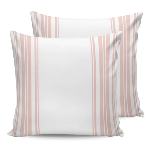 Outdoor Waterproof Throw Pillow Covers Set of 2 Pink Stripes Decorative Pillowcases Square Outdoor Pillows Cushion Case 16x16 Inch Simple Style Patio Pillows for Couch Sofa Bed Garden
