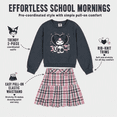 thumbnail image 6 of Hello Kitty Little Girls' Fleece Sweatshirt and Plaid Pleated Skirt Set Charcoal Kuromi, 6 of 7