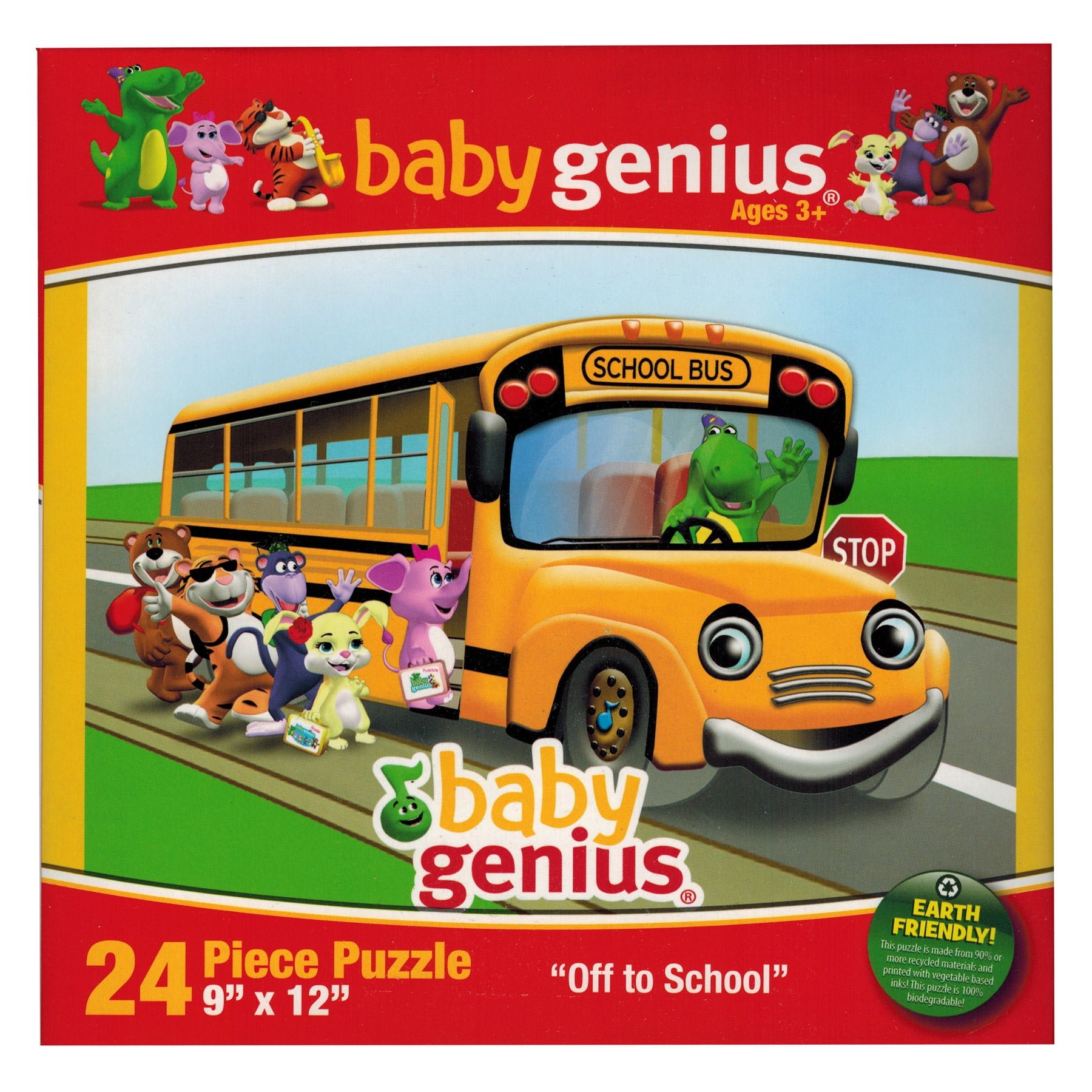 Baby Genius Off to School 24 Piece Kids Animal Fun Puzzle 9" x 12
