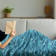 thumbnail image 3 of Waves Soft Flannel Fleece Throw Blanket, Oceanic Splashes Blots and Spirals Aquatic Marine Theme, Cozy Plush for Indoor and Outdoor Use, 50" x 60", Turquoise Sea Blue, by Ambesonne, 3 of 5