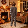 thumbnail image 4 of Playful Family Matching Halloween PJs Set, Cute Spooky Long Sleeve Sleepwear Loungewear Outfits for Family Movie Evening, 4 of 5