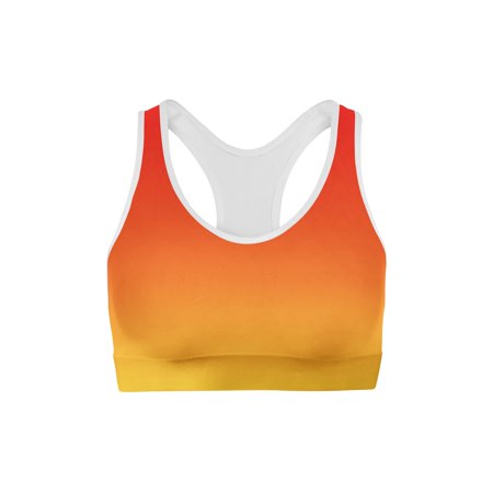 

USA Made Women Ombre Sports Bra Red Yellow Colors 100% Lycra Fabric Female