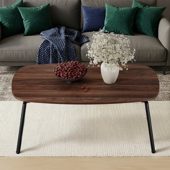 Ktaxon Modern Coffee Table No Assembly 39.4" Foldable Table, Multi-Functional On the Floor Desk Sofa Table, Coffee Brown