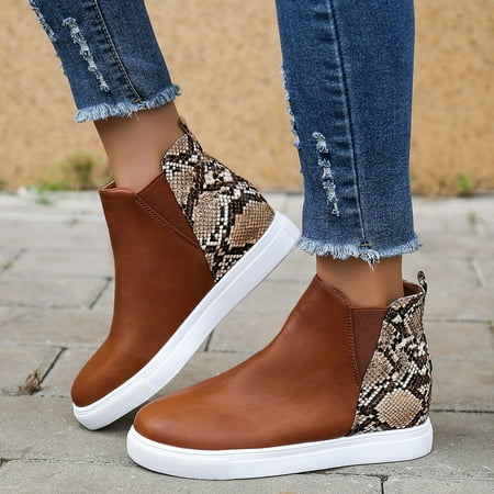 

Leisure Women s Four Seasons Serpentine Printing Non Slip Flat Round Toe Breathable Slip On Lazy Shoes