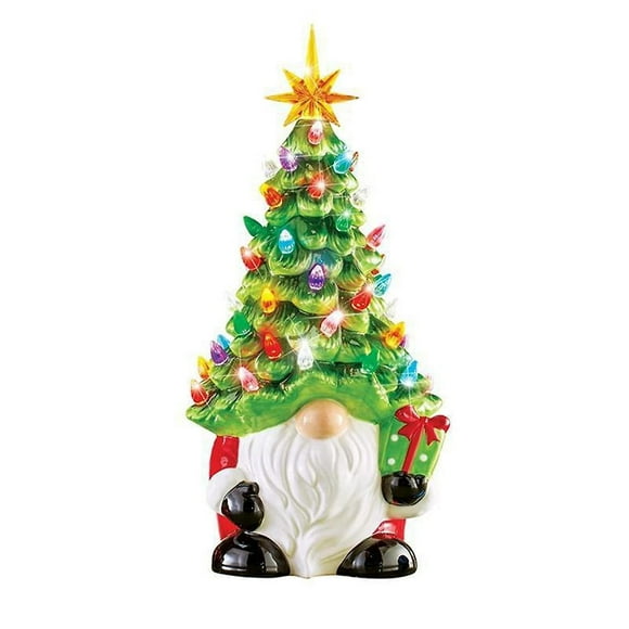Christmas Decorations - 6.2Inch Lighted Up Gnomes Christmas Tree with Multicolored Lights Small Min