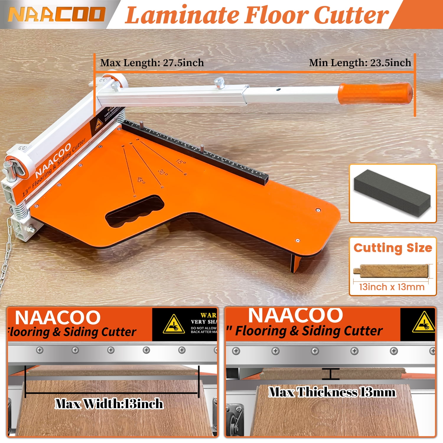 Laminate/Vinyl Floor Cutter, 13” Vinyl Plank Cutter with Wheel – Just 1 Step Meet Angle&Length Cutting, Flooring Tools - Cuts Laminate Floor, Engineer Wood, LVP/T, VCT, SPC, WPC
