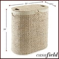 thumbnail image 3 of Casafield Oval Laundry Hamper with Lids and Removable Liner Bags - Whitewash White, Woven Water Hyacinth 2-Section Laundry Basket for Clothes, 3 of 7