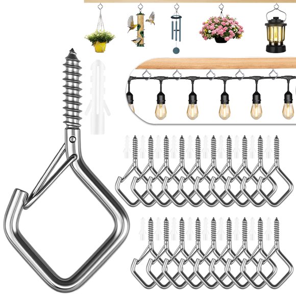 Ganchos de tornillo con ojal Emiluil de acero inoxidable 304, 5,5 cm, 20 piezas