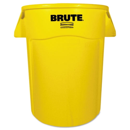 Vented Round Brute Container, 44 gal, Plastic, Yellow | Bundle of 2