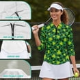 thumbnail image 6 of Uorisanigo Lucky Clover Womens Quick Dry Athletic Polo Shirts Comfortable Polyester Spandex Fabric Women's 3/4 Sleeve Golf Top with Zipper Relaxed Casual Tennis Tops Size M, 6 of 7