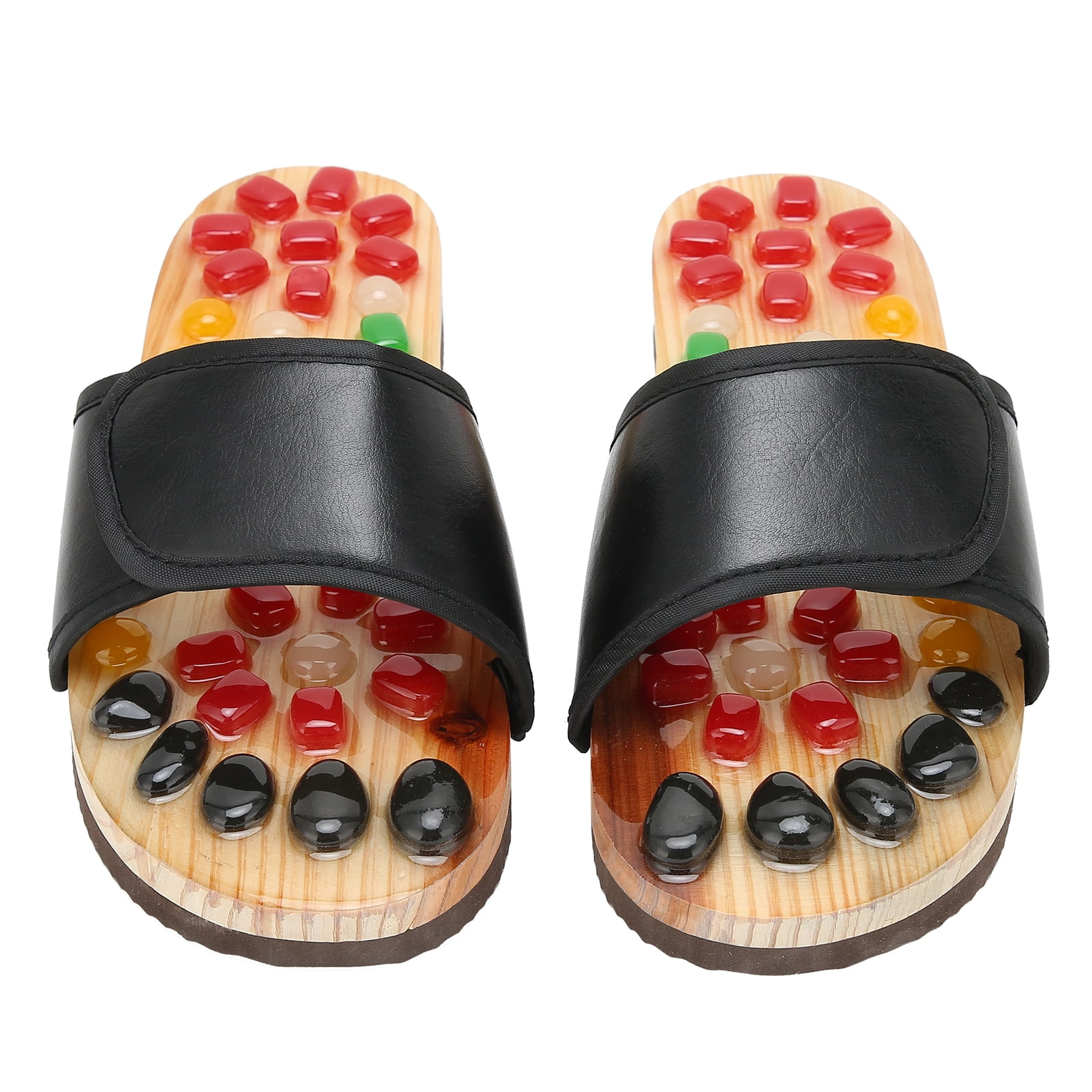 Suodoka Natural Stone Acupressure Foot Massager Slippers Reflexology Acupoint Stimulation Shoes for Men Women Stress Relief Blood Circulation Promotion Black 43-44 (11.02 inches / 28 cm)