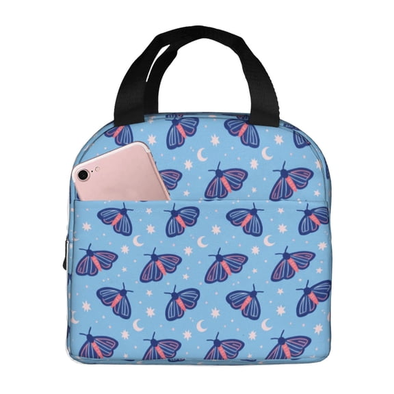 Butterfly Lunch Box Portable Cooler Insulated Thermal Bag With Front Pocket Reusable Food Container For Office Work Picnic Hiking Beach Men Women