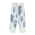 thumbnail image 5 of Balery Pale Blue Lotus Flowers print Women's Pajama Pants,Ultra Lightweight Pjs,Lounge Pant-XX-Large, 5 of 9